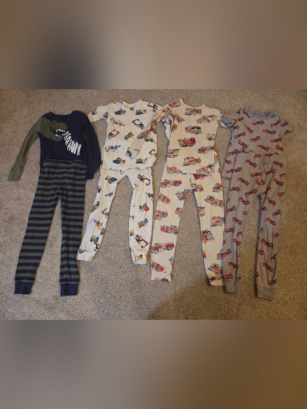 GAP Kids Vehicle Pajama Set - Cream with Red and Green Accents